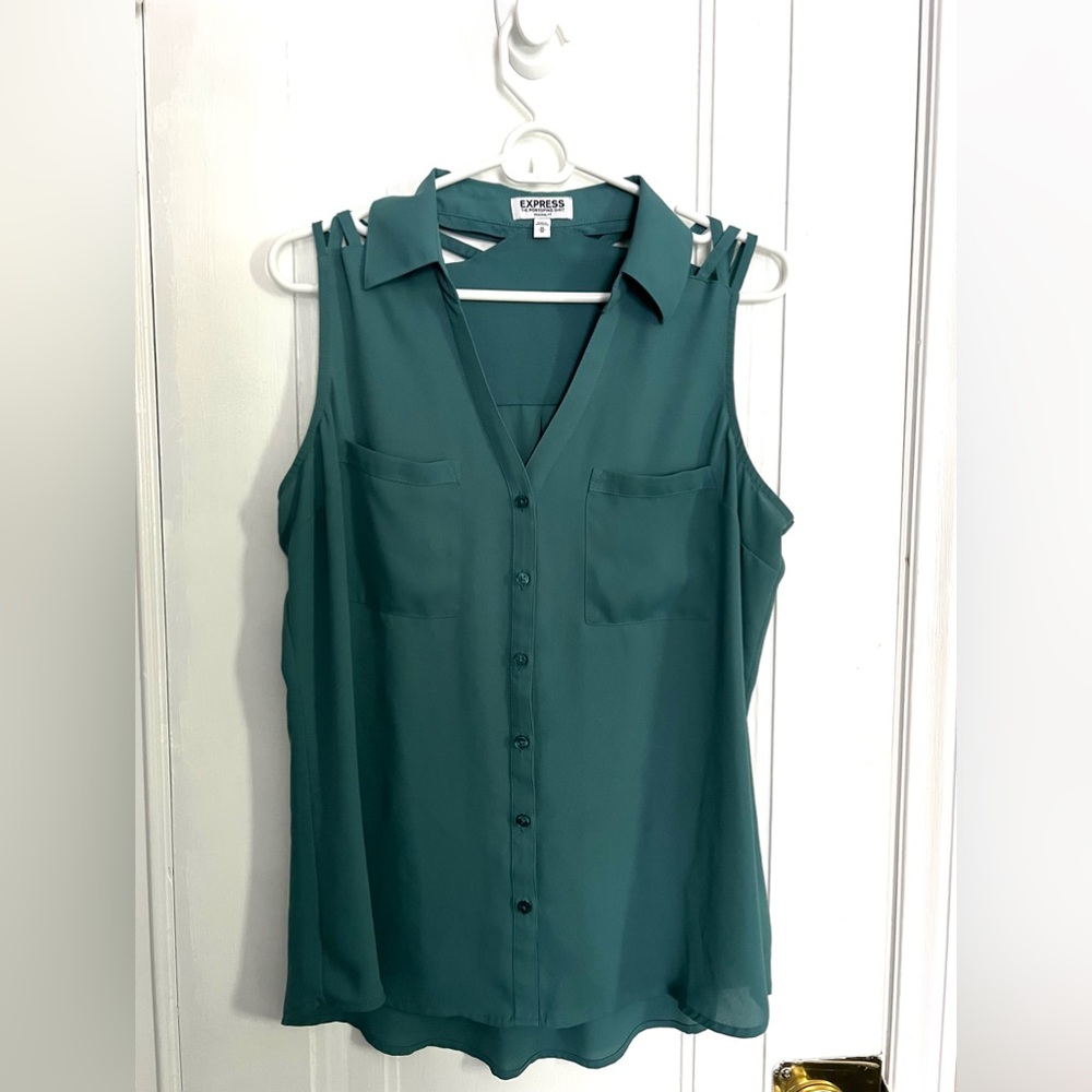 EXPRESS PORTOFINO SLEVELESS BLOUSE - ORIGINAL FIT - Size Medium - Teal